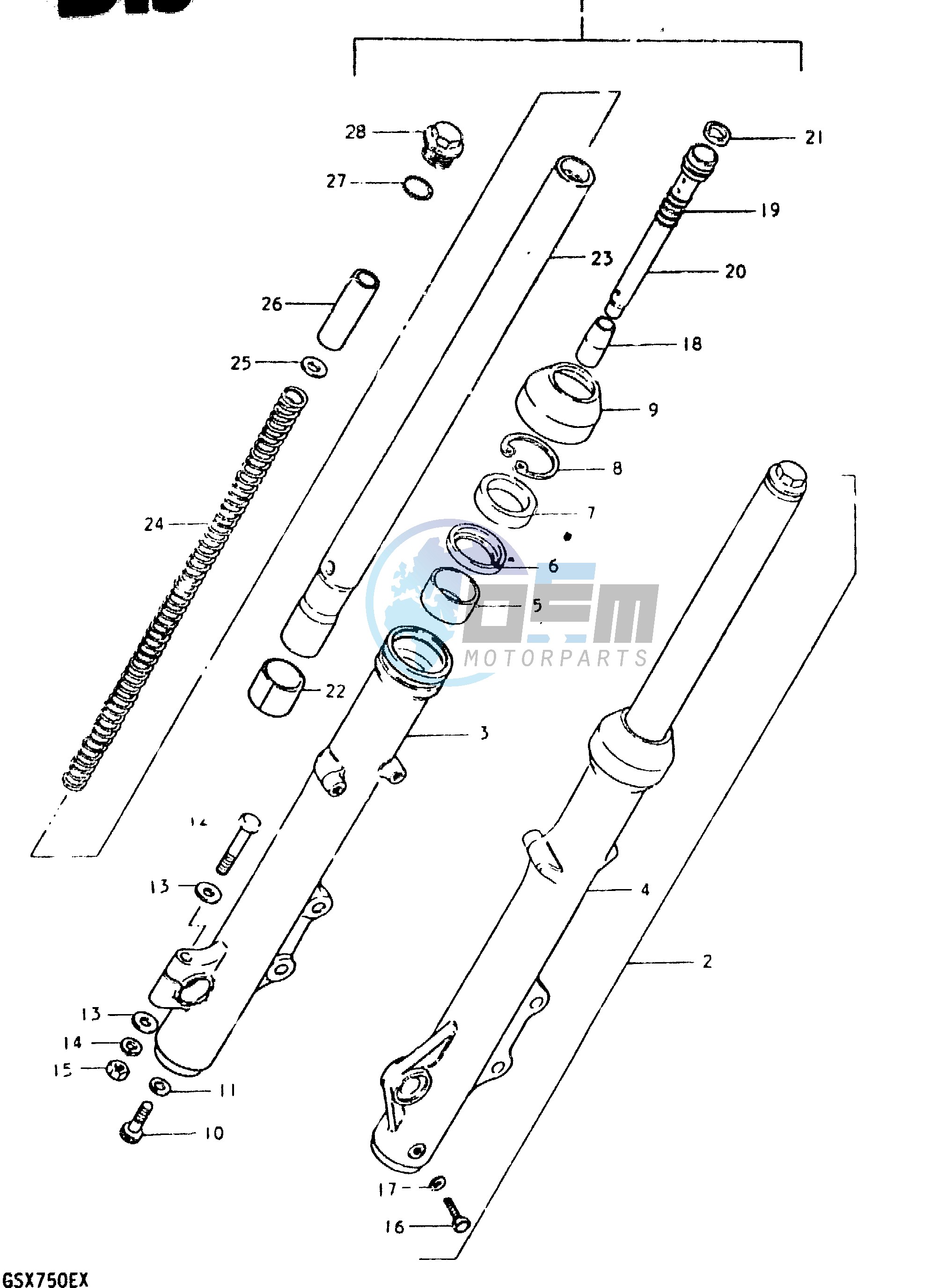 FRONT FORK (GSX750ET F.NO.504682~, GSX750T F.NO.100292~)