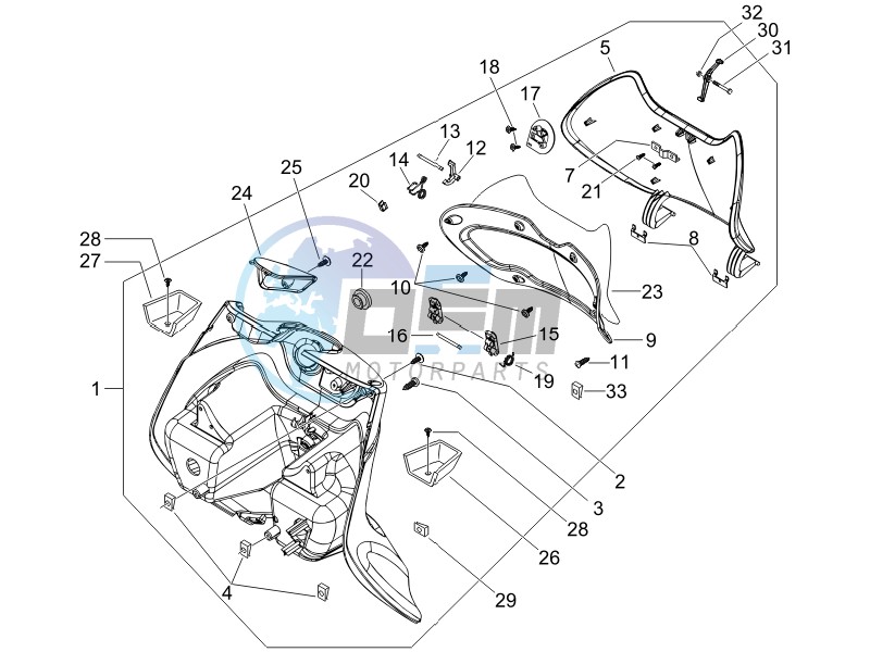 Front glove-box - Knee-guard panel