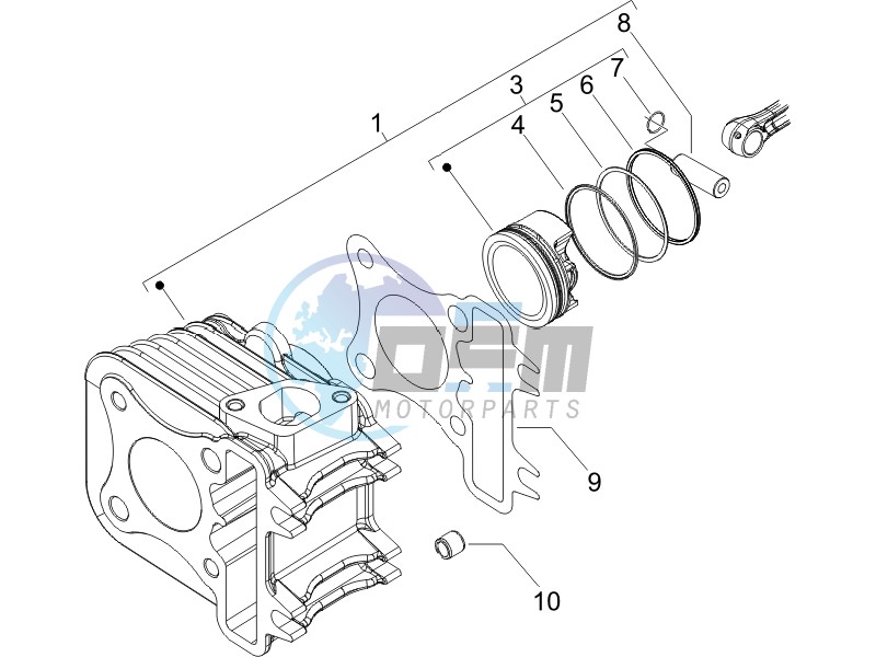 Cylinder-piston-wrist pin unit