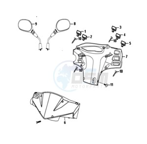 ORBIT II 50 45KMH (L8) EU drawing HEADLIGHT COVER / MIRRORS /  SWITCHES