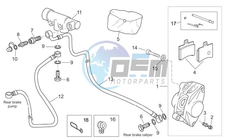 Rear master brake cylinder