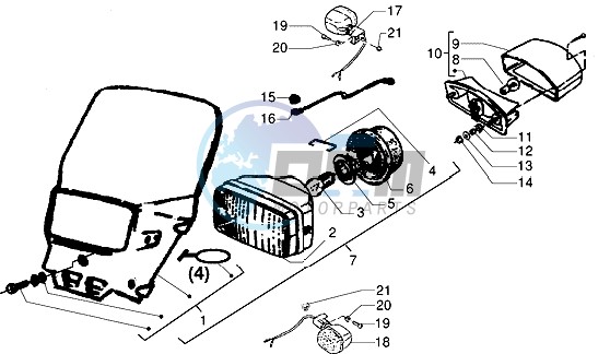 Front lights and turn signal lamps