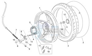 Scarabeo 50 2t e2 (eng. piaggio) drawing Rear wheel - disc brake