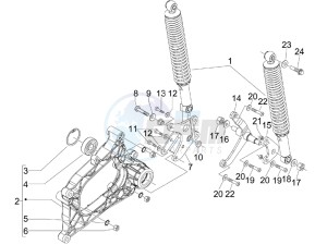 MP3 125 ibrido drawing Rear suspension - Shock absorbers