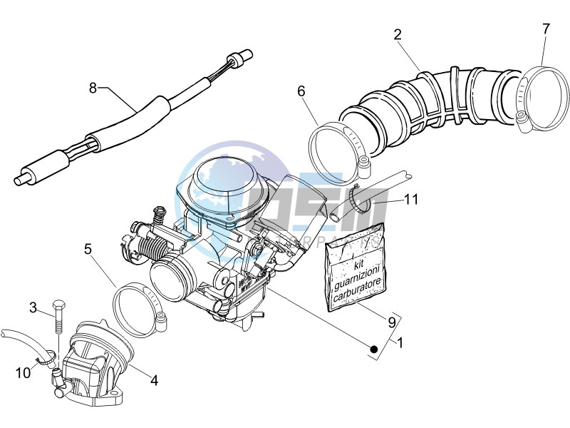 Carburettor assembly - Union pipe