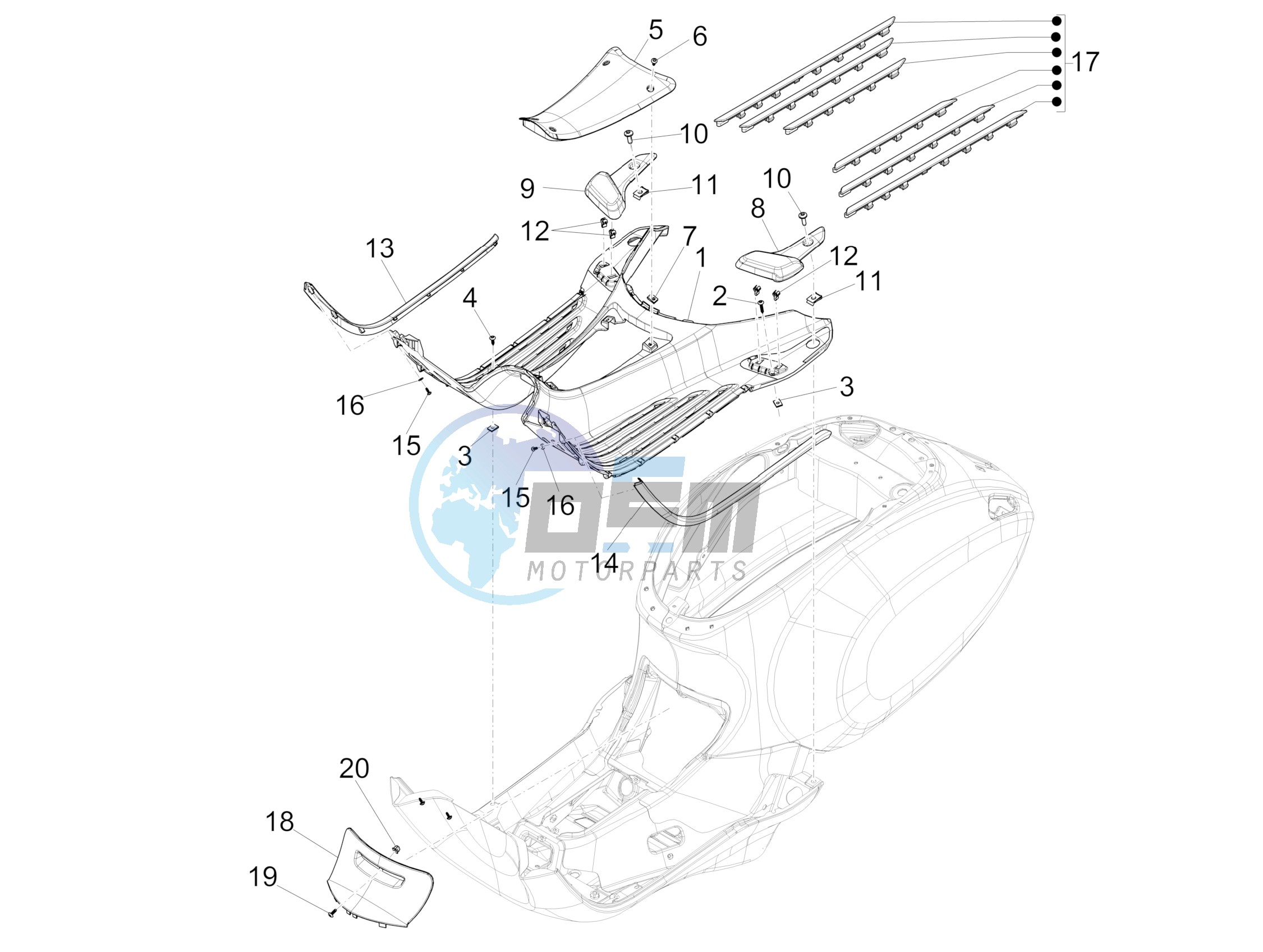 Central cover - Footrests