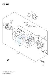 GSX650F (E3-E28) Katana drawing FRONT CALIPER (GSX650FL1 E3)