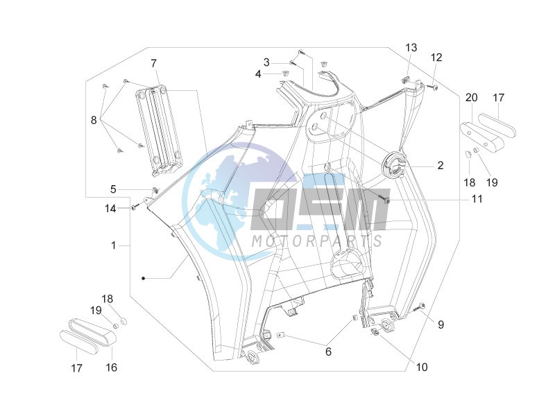 Front glove-box - Knee-guard panel