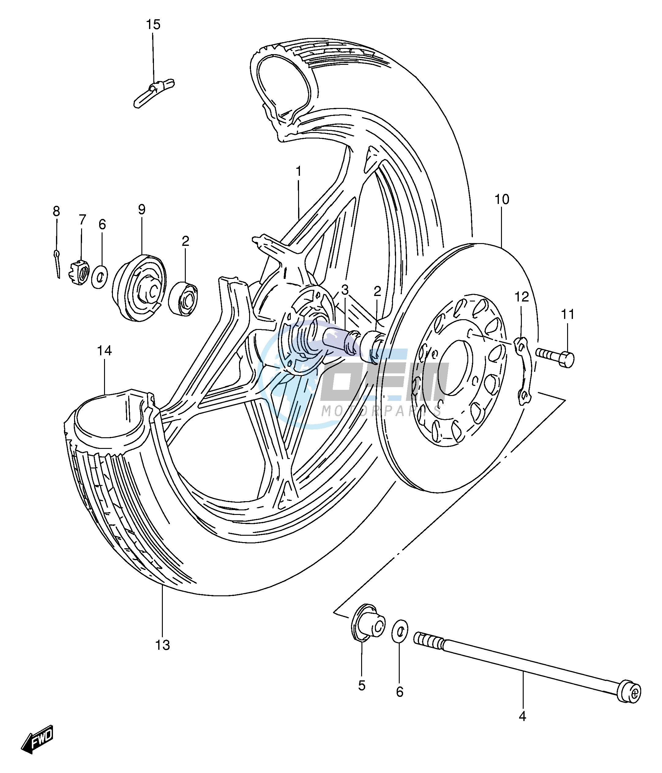 FRONT WHEEL (SEE NOTE)