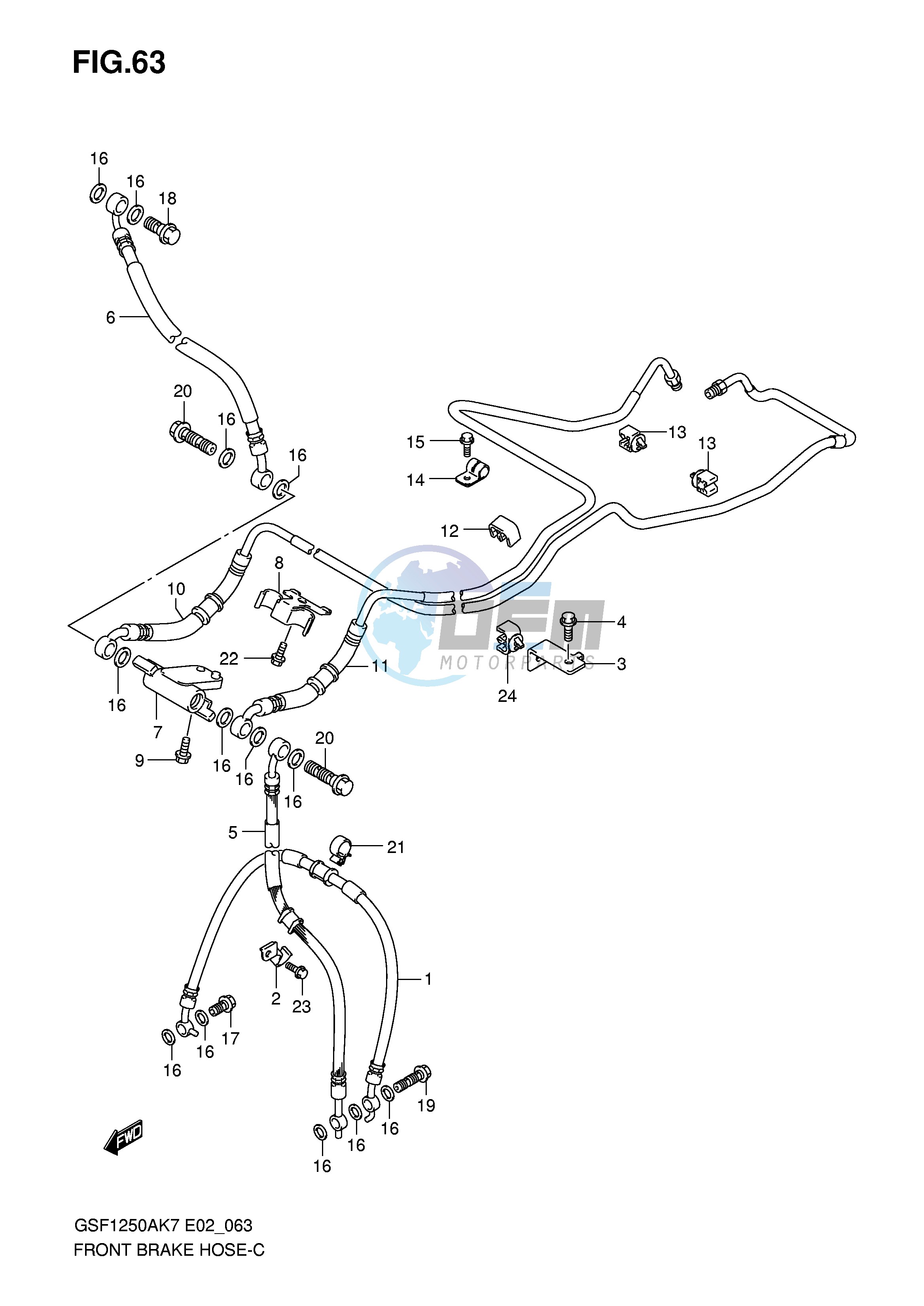 FRONT BRAKE HOSE (GSF1250AK7 SAK7 AK8 SAK8 AK9 SAK9 SAZK9 SAL0)