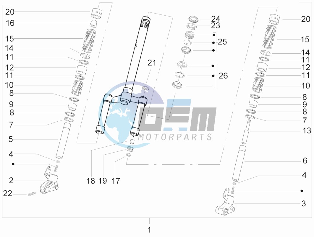 Fork steering tube - Steering bearing unit