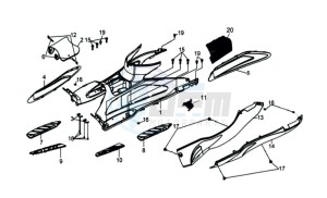 GTS 250 EVO drawing FOOTREST / FRAME COWLING