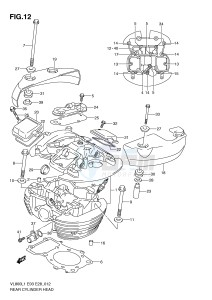 VL800 (E3-E28) VOLUSIA drawing REAR CYLINDER HEAD (VL800L1 E28)