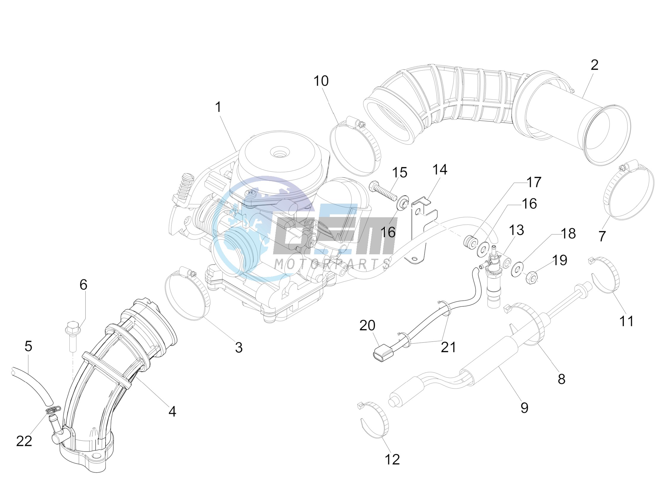 Carburettor, assembly - Union pipe