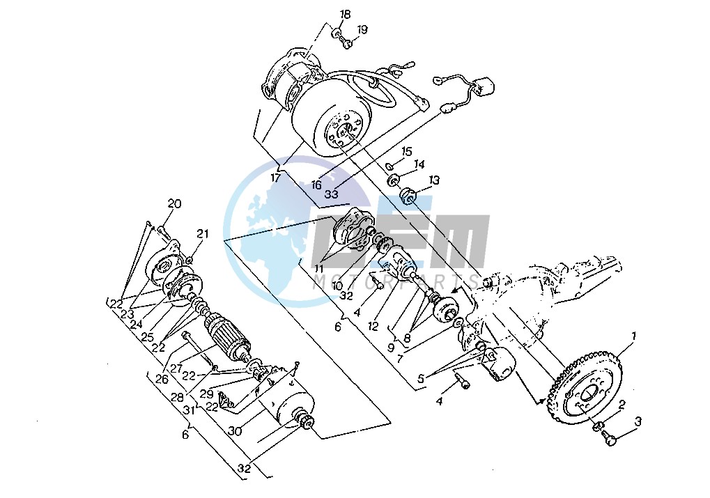 FLYWHEEL-STARTING MOTOR