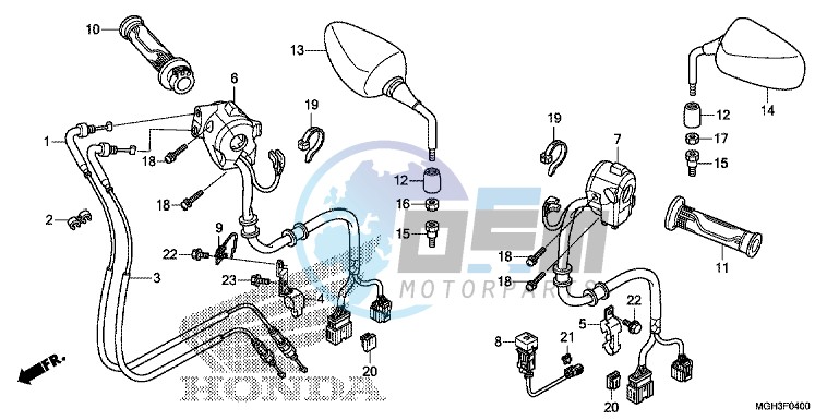 SWITCH/CABLE/MIRROR (VFR1200X)