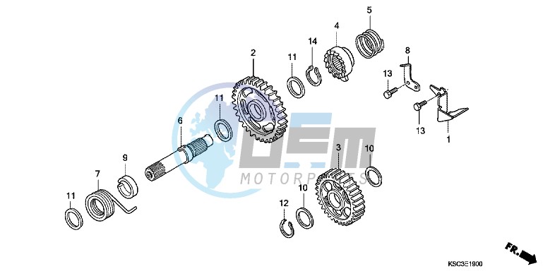 KICK STARTER SPINDLE