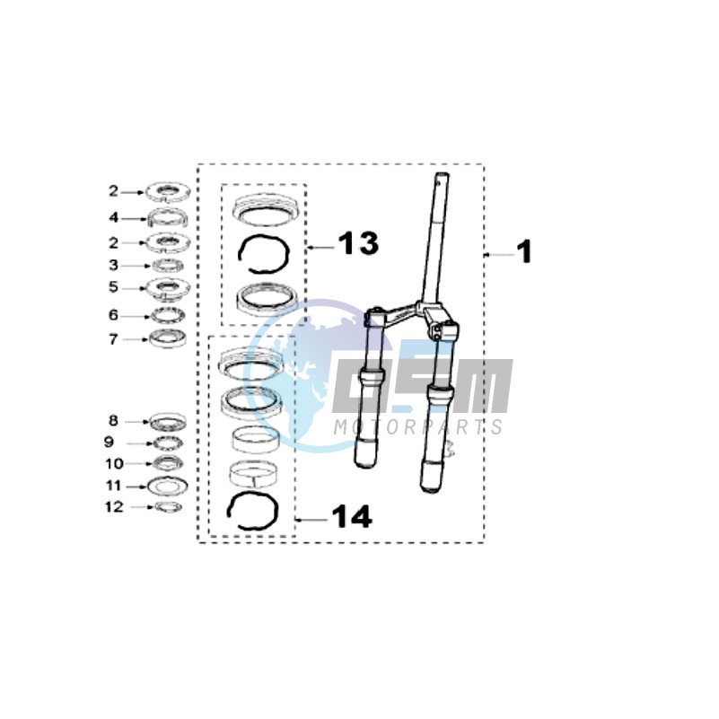 FRONT FORK / STEERINGHEAD 6,35