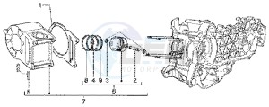 Super Hexagon 180 GTX 12 inch drawing Cylinder-piston-wrist pin assy