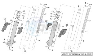 Atlantic 500 drawing Marzocchi front fork - Hubs sleeves