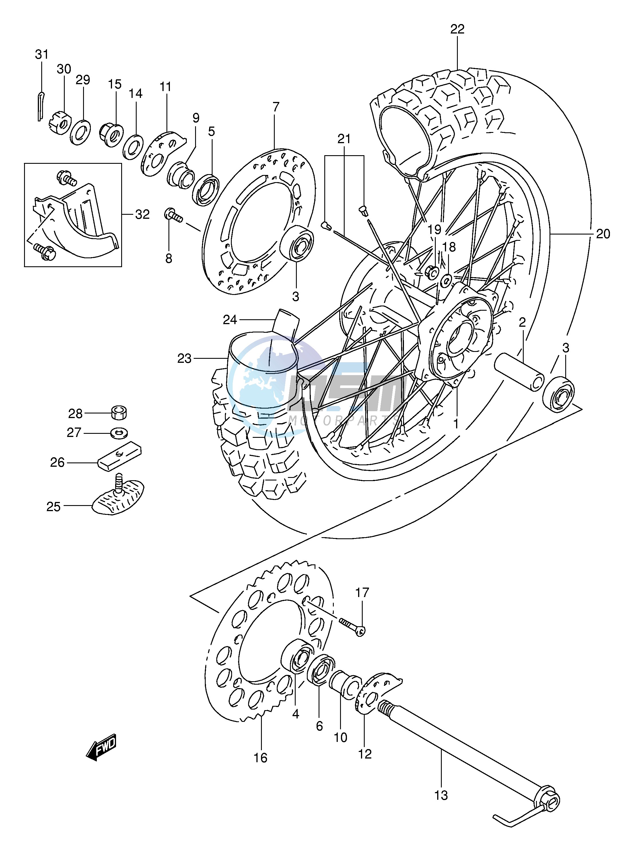 REAR WHEEL (MODEL R S T)