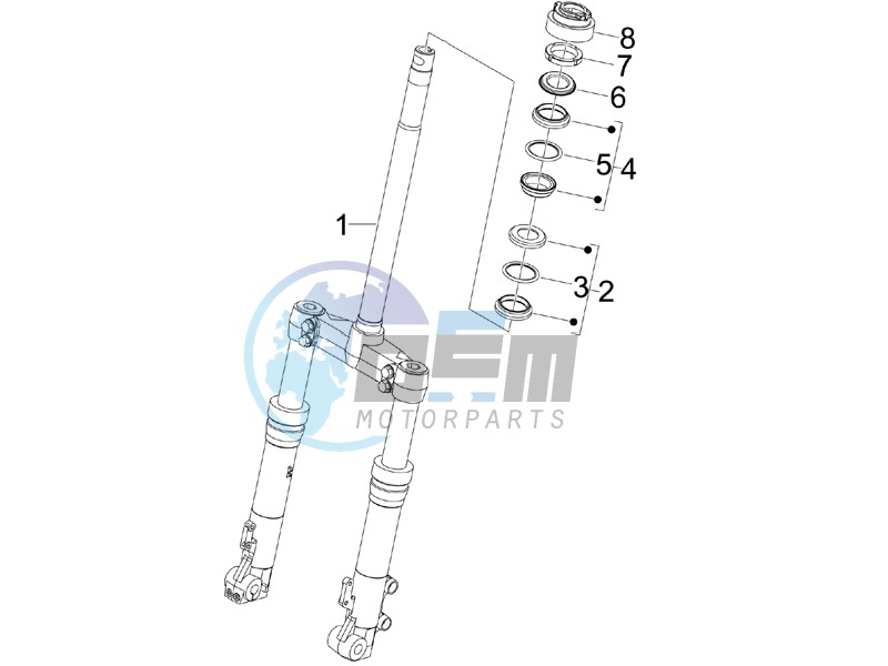 Fork steering tube - Steering bearing unit