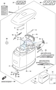 DF 225 drawing Engine Cover (White)