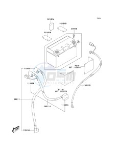 KLX 400 A [KLX400SR KLX400R] (A1-A2 A2 CAN ONLY) [KLX400SR KLX400R] drawing BATTERY