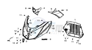 JOYMAX 125I ABS drawing FR PLATE / INDICATORS / INNER LEG SHIELD