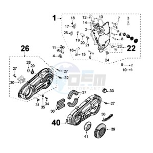 SAT400 SC drawing CRANKCASE COVER WITH STRAIGHT EDGE