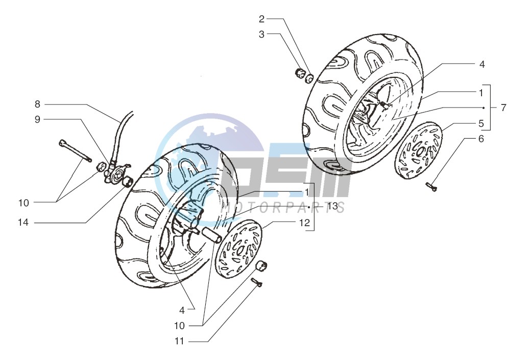 Front wheel-Rear wheel