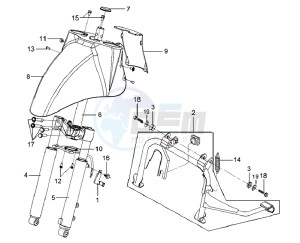 MIO 100 HU10W8-6 drawing FRONT FENDER / FRONT FORK/ CENTRAL STAND