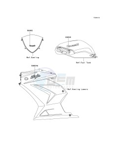 EX250 J [NINJA 250R] (J8F-J9FA) J9F drawing DECALS-- BLUE- --- BLACK- --- J9F- -