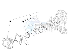 Beverly 350 4t 4v ie e3 Sport Touring drawing Cylinder-piston-wrist pin unit