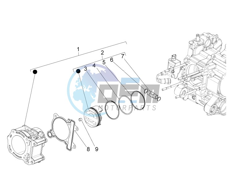 Cylinder-piston-wrist pin unit