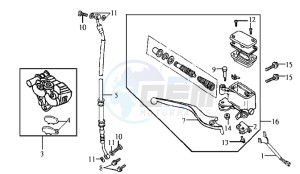 JET BASIX 50 drawing VOORBRAKE CALIPER / BRAKE LEVER /BRAKE LINES