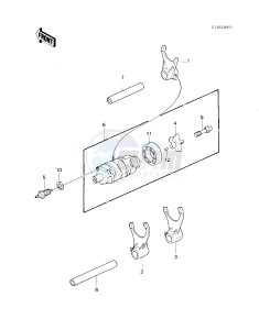 KLT 200 C [KLT200] (C1) | DIFFIRENTIAL AXLE [KLT200] drawing GEAR CHANGE DRUM & FORKS -- 83 KLT200-C1- -