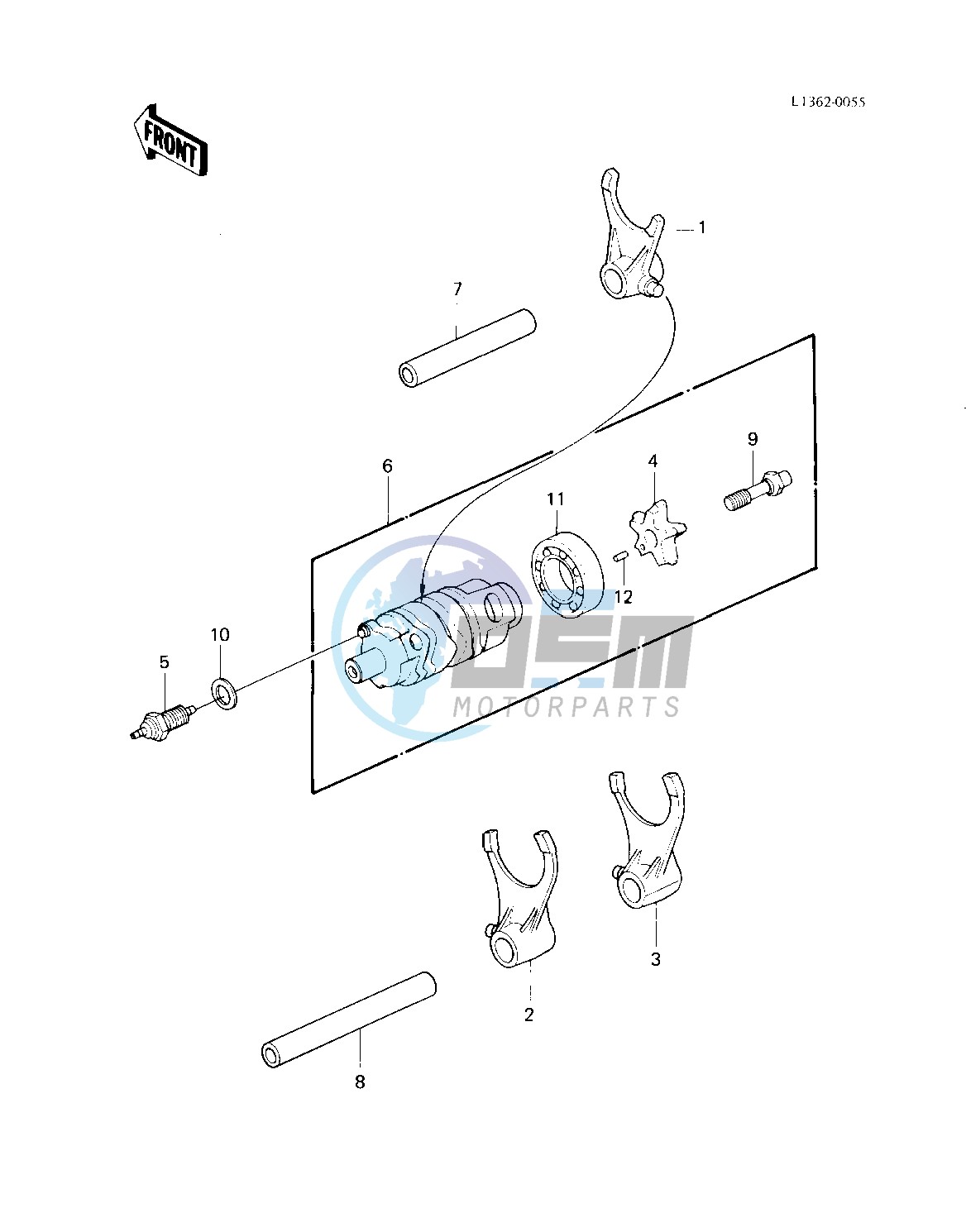 GEAR CHANGE DRUM & FORKS -- 83 KLT200-C1- -