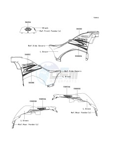 KVF 750 D [BRUTE FORCE 750 4X4I] (D8F-D9F) D8F drawing DECALS-- L.GREEN- --- D8F- -