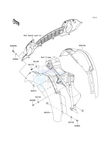 KAF 400 B [MULE 600] (B6F-B9F) B8F drawing FRONT FENDER-- S- -