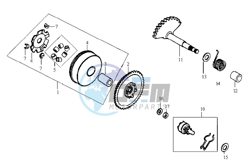 DRIVE PULLEY - GEARED SHAFT