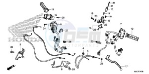 CBR650F 2ED - (2ED) drawing HANDLE LEVER/SWITCH/CABLE