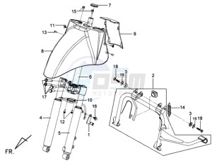 MIO 100 drawing FRONT FENDER / FRONT FORK/ CENTRAL STAND