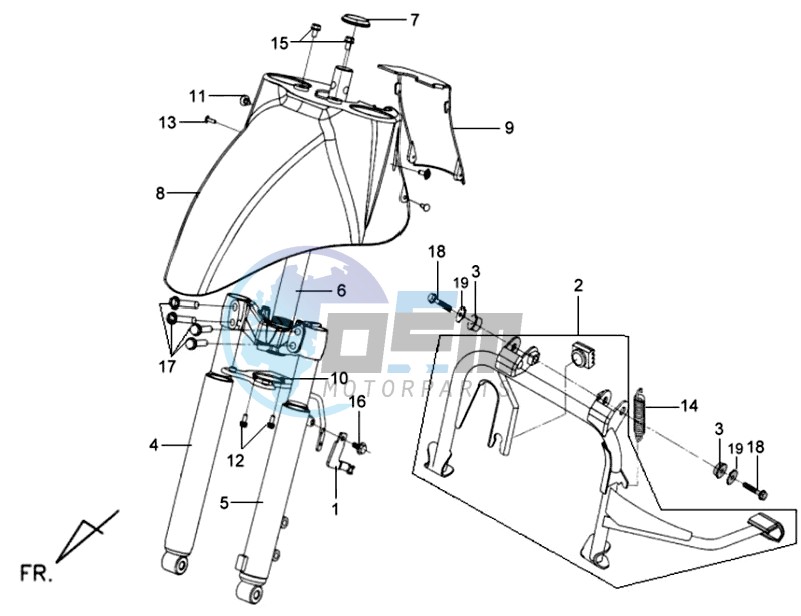 FRONT FENDER / FRONT FORK/ CENTRAL STAND