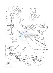 YFM350 YFM35RB RAPTOR 350 (1BS8 1BS7) drawing STEERING HANDLE & CABLE