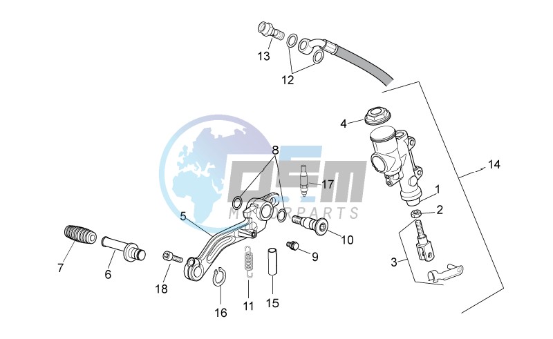 Rear master cylinder