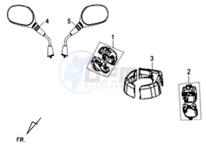 ORBIT 50 2T NAKED drawing HEAD LIGHT COVER / SPEEDOMETER COWL / MIRRORS