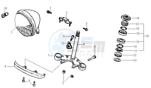 HUSKY 125 drawing HEAD LIGHT / YOKE / STEERING HEAD BEARING