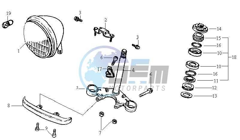 HEAD LIGHT / YOKE / STEERING HEAD BEARING