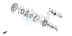 SH50 SCOOPY drawing DRIVE FACE/ KICK STARTER SPINDLE